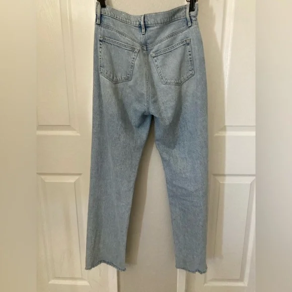 LOFT Straight Leg Jeans with Patchwork and Raw Hem Size 25 - Picture 6 of 9